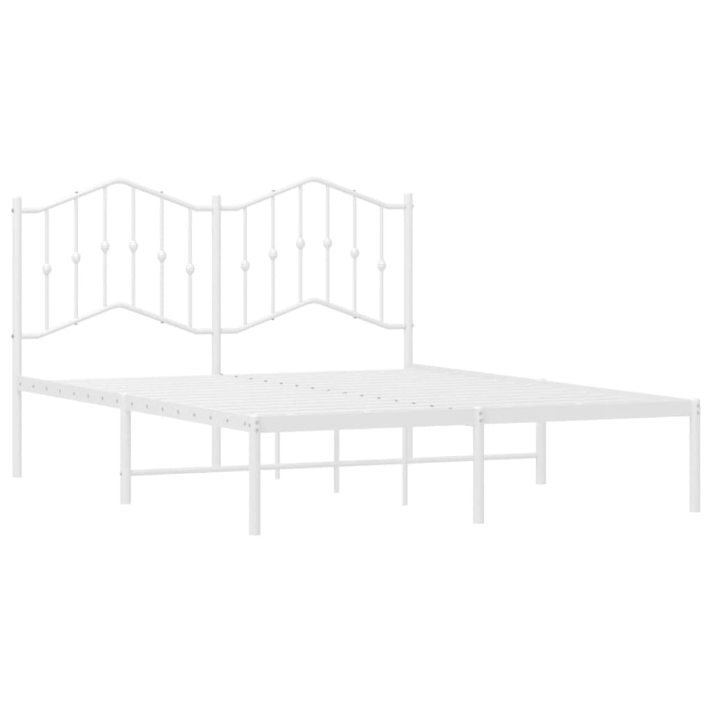 Metal Bed Frame without Mattress with Headboard White 140x200cm