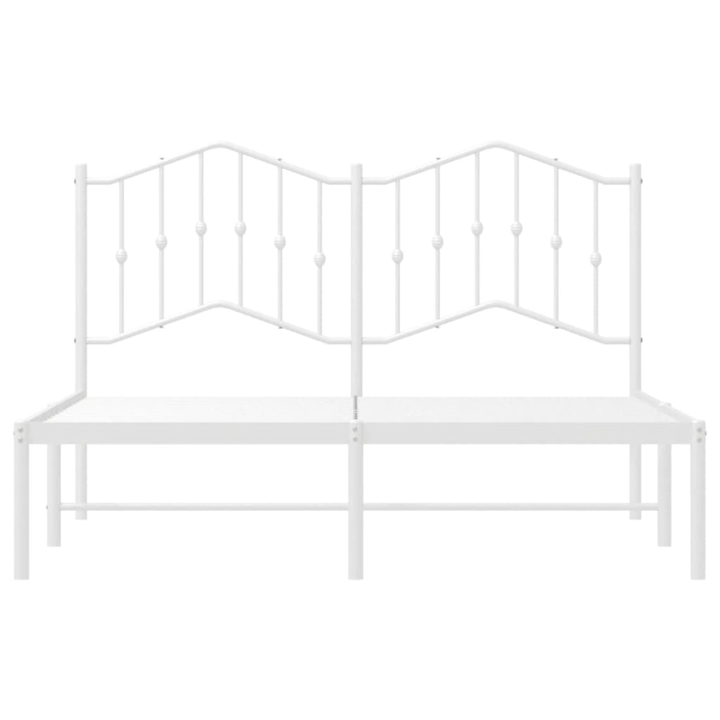 Metal Bed Frame without Mattress with Headboard White 140x200cm