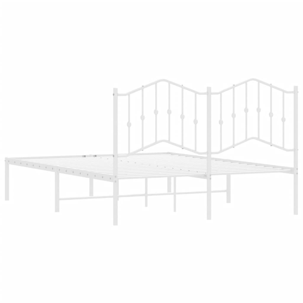 Metal Bed Frame without Mattress with Headboard White 140x200cm