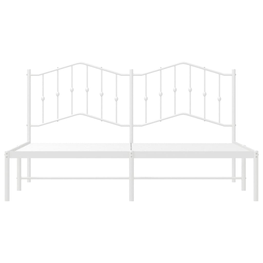 Metal Bed Frame without Mattress with Headboard White 160x200cm