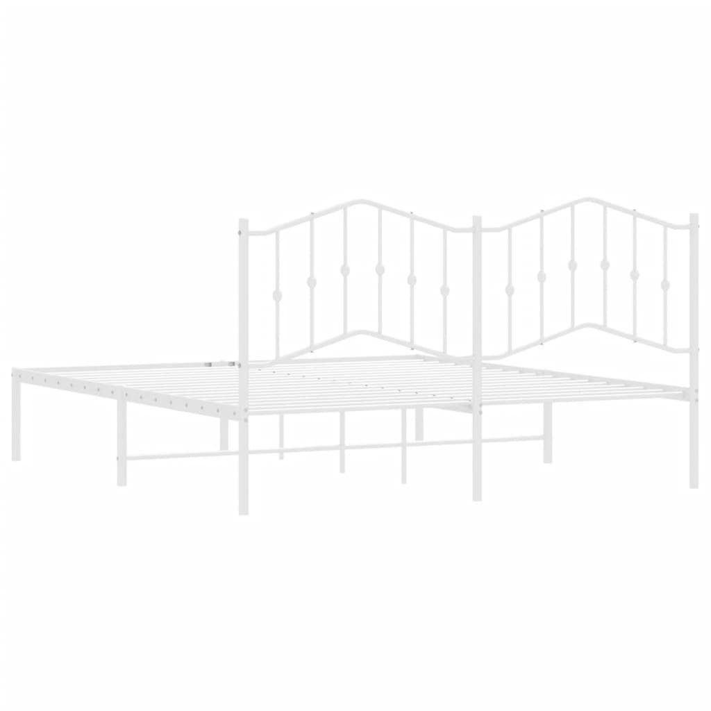 Metal Bed Frame without Mattress with Headboard White 160x200cm