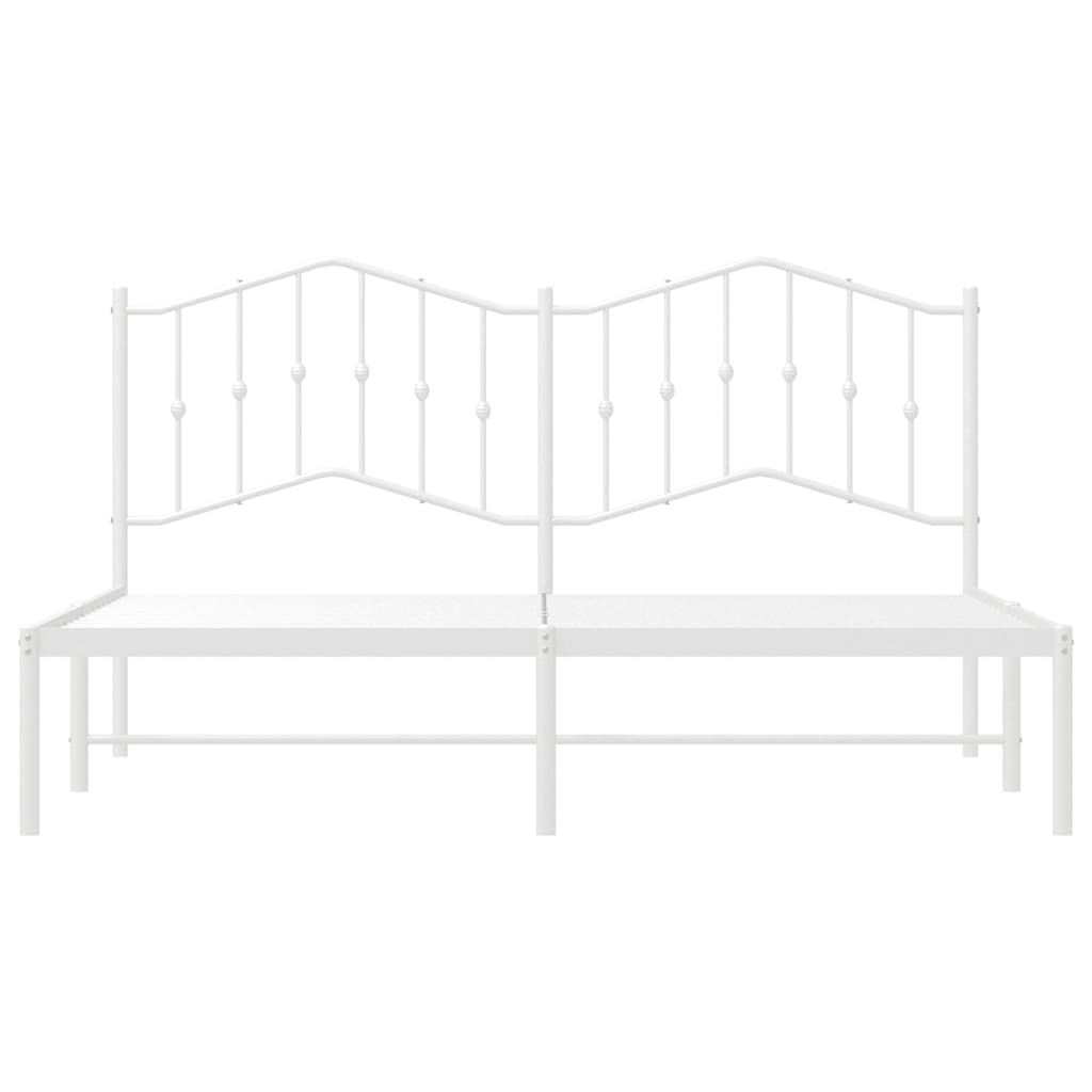 Metal Bed Frame without Mattress with Headboard White 183x213cm