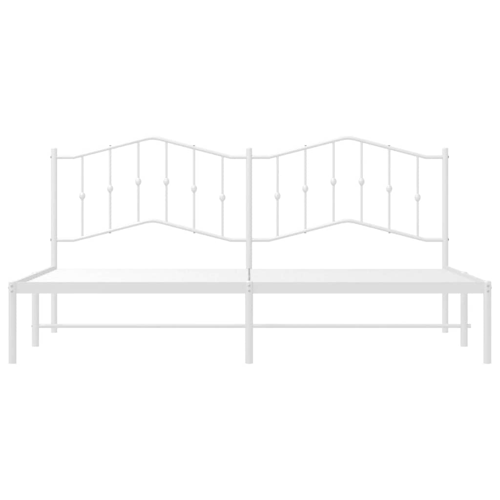 Metal Bed Frame without Mattress with Headboard White 193x203cm