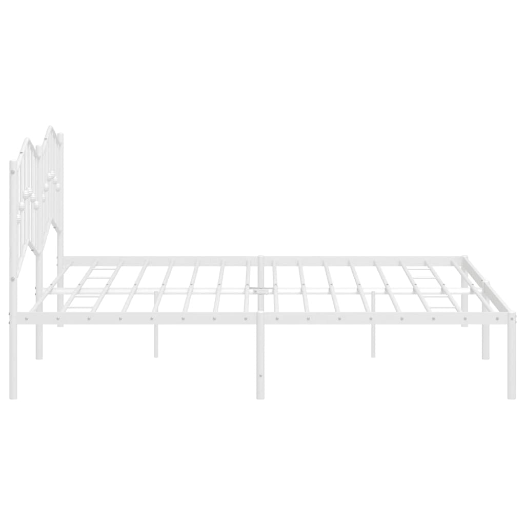 Metal Bed Frame without Mattress with Headboard White 193x203cm
