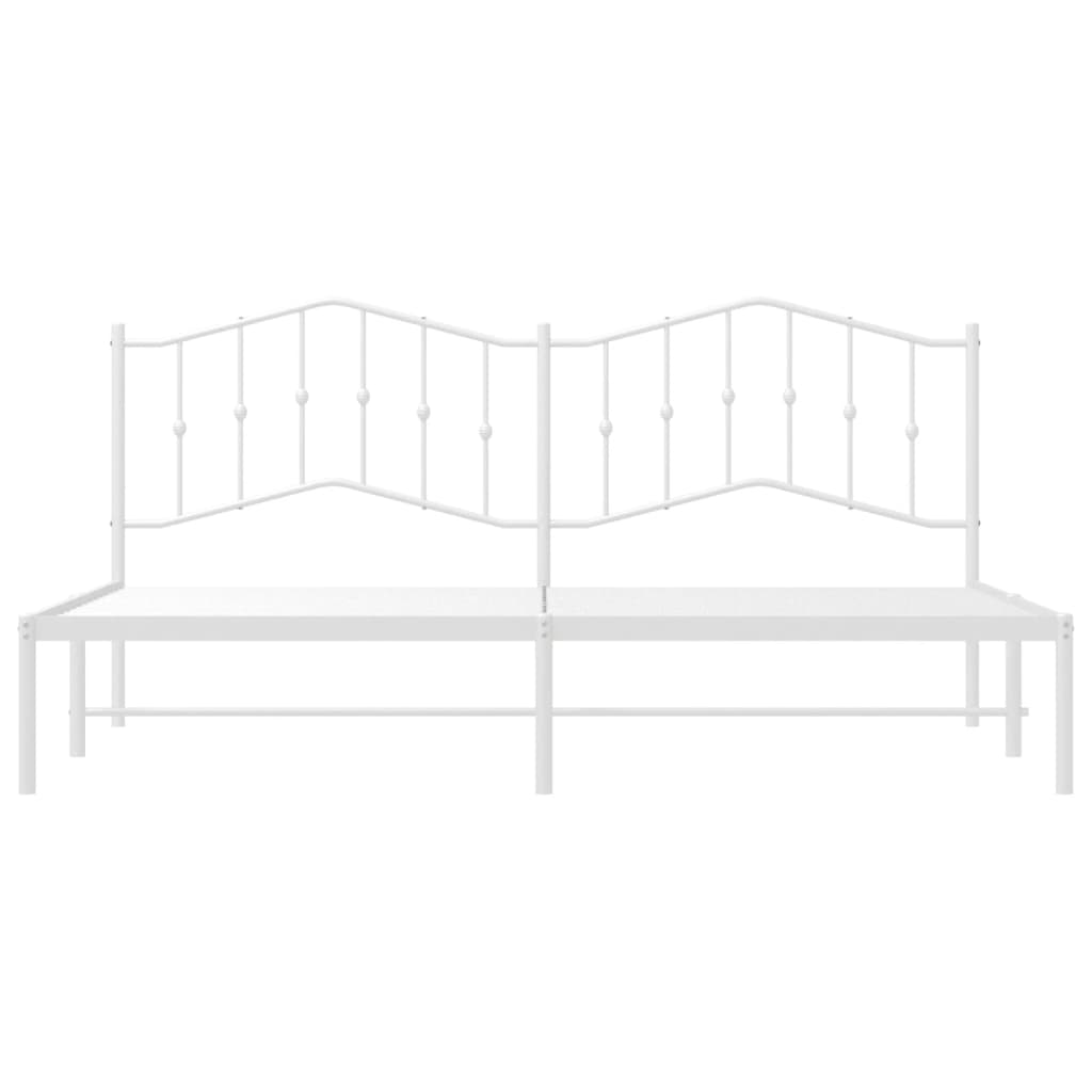 Metal Bed Frame without Mattress with Headboard White 200x200cm