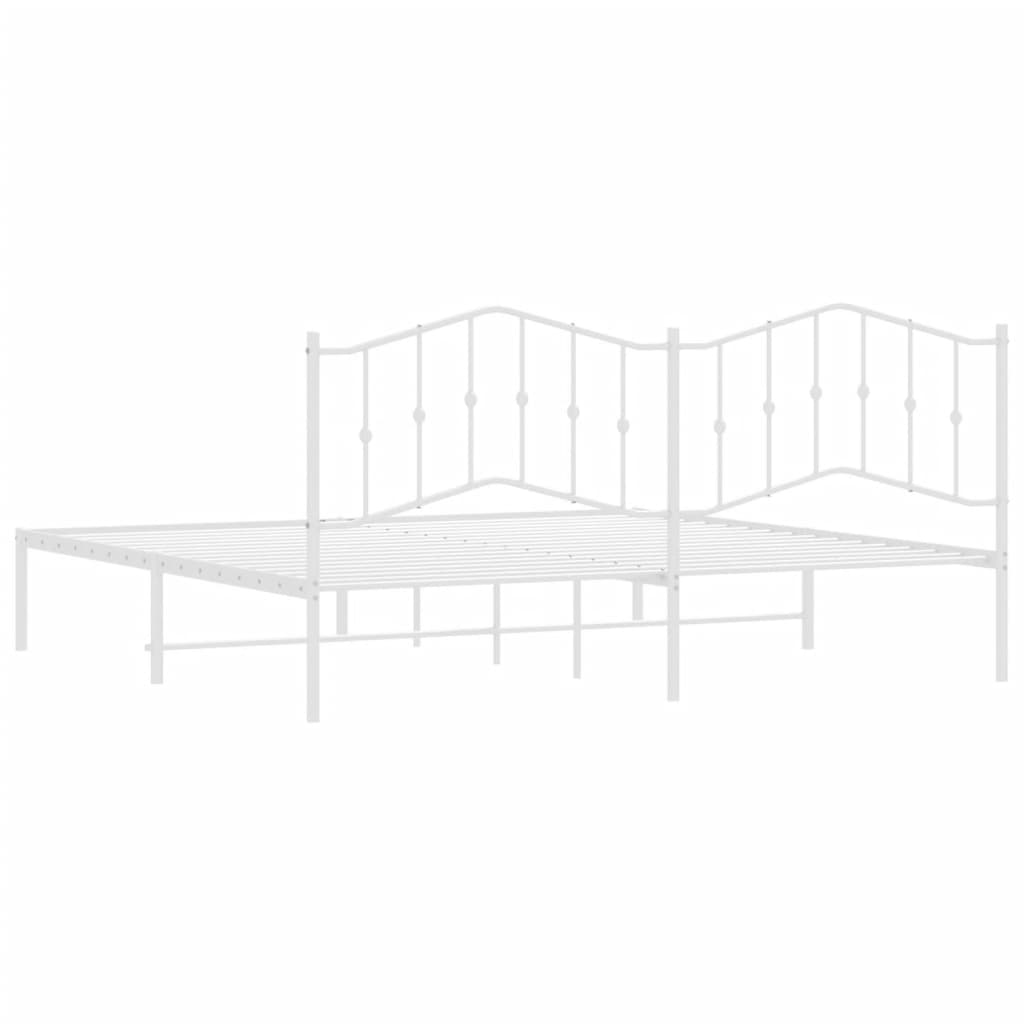 Metal Bed Frame without Mattress with Headboard White 200x200cm