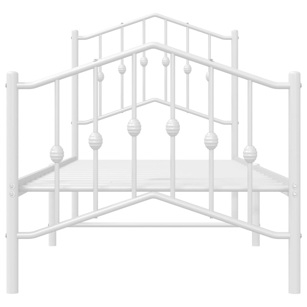 Metal Bed Frame without Mattress with Footboard White 75x190cm