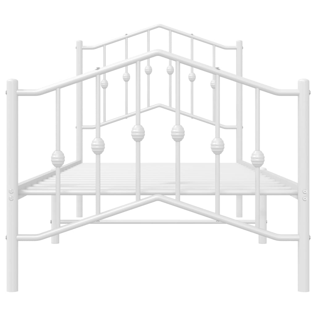 Metal Bed Frame without Mattress with Footboard White 80x200cm