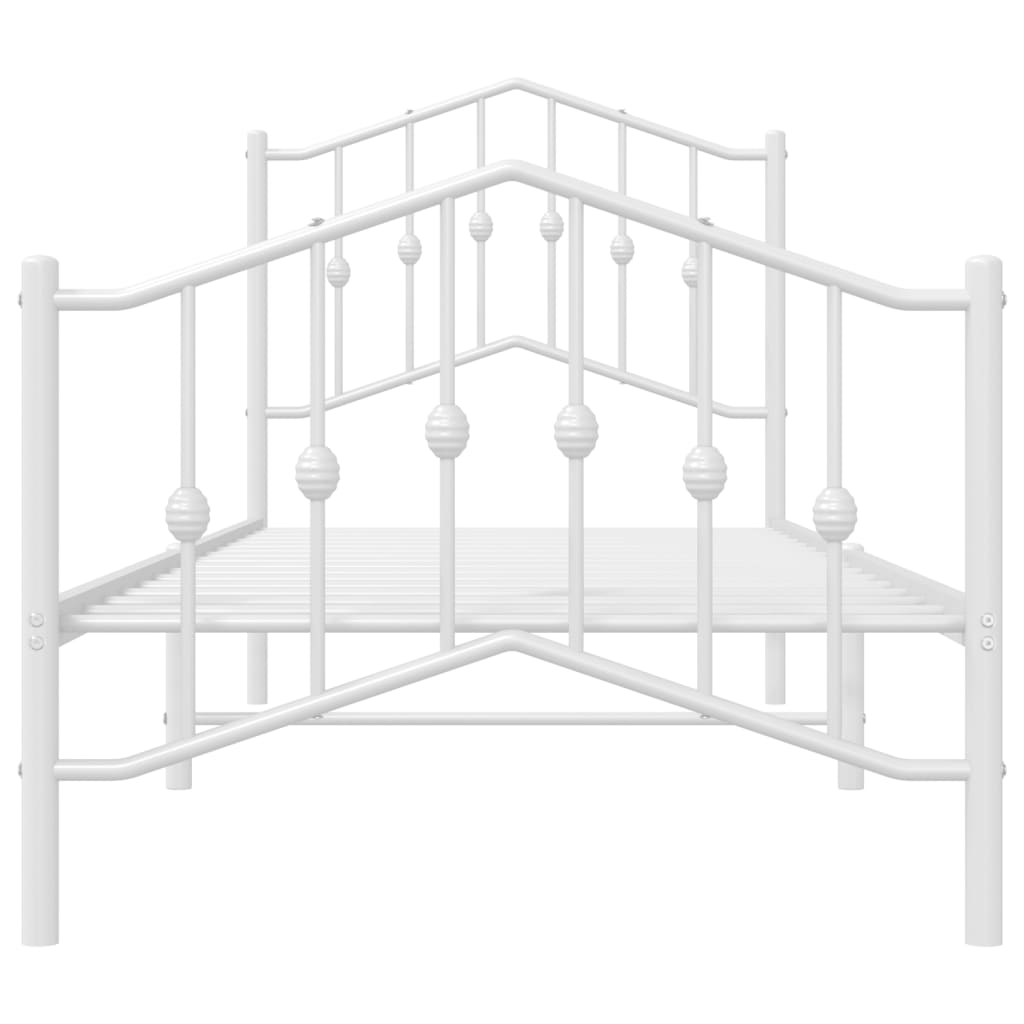Metal Bed Frame without Mattress with Footboard White 90x200cm