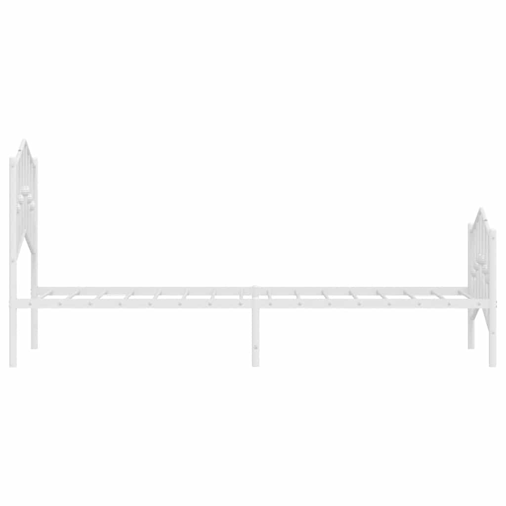 Metal Bed Frame without Mattress with Footboard White 100x200cm