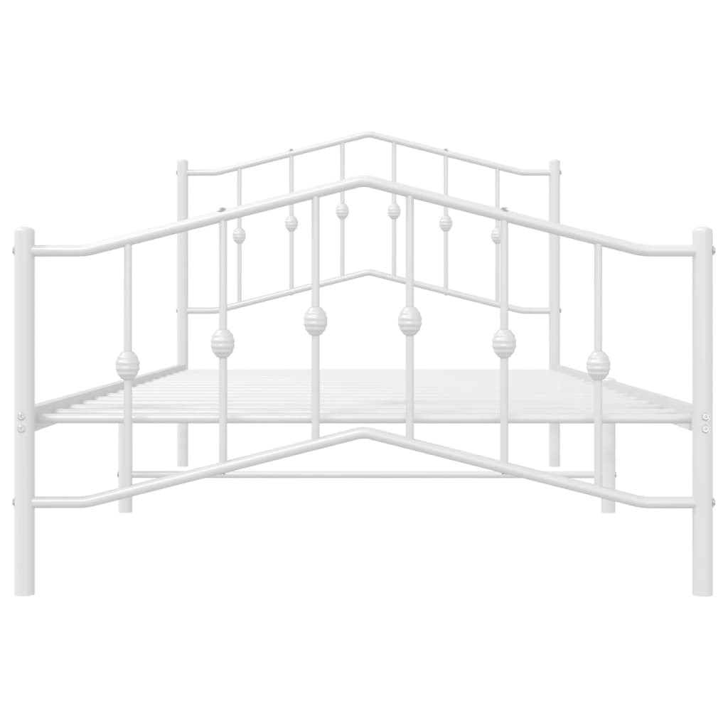 Metal Bed Frame without Mattress with Footboard White 107x203cm