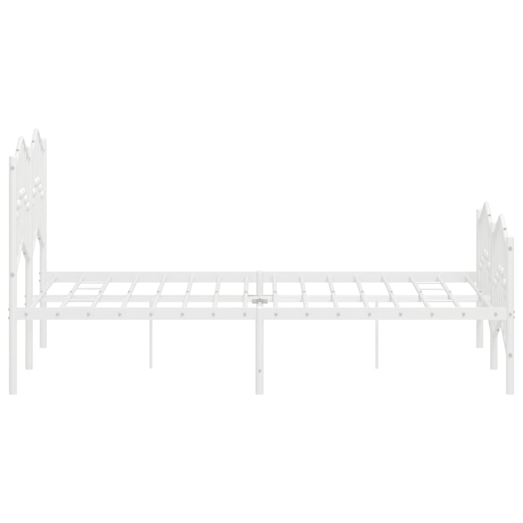 Metal Bed Frame without Mattress with Footboard White 120x190cm