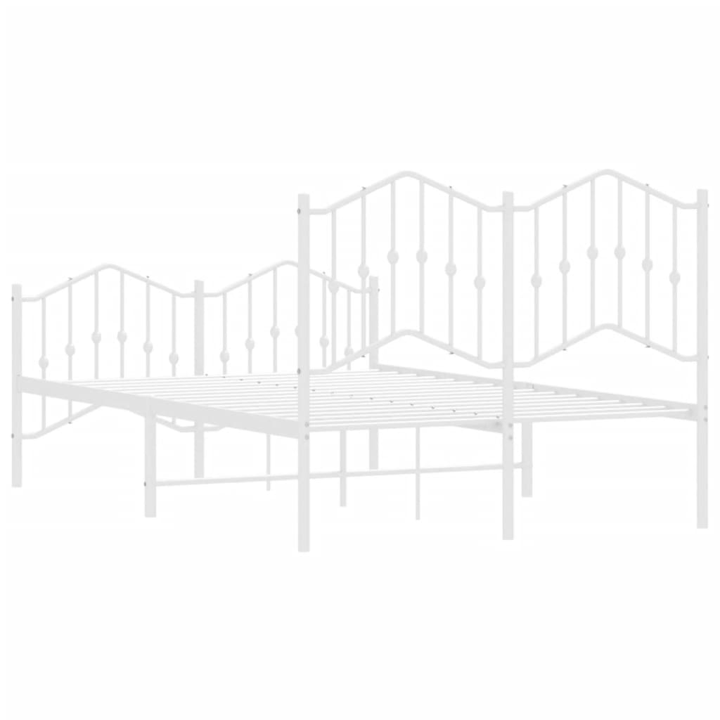 Metal Bed Frame without Mattress with Footboard White 120x190cm
