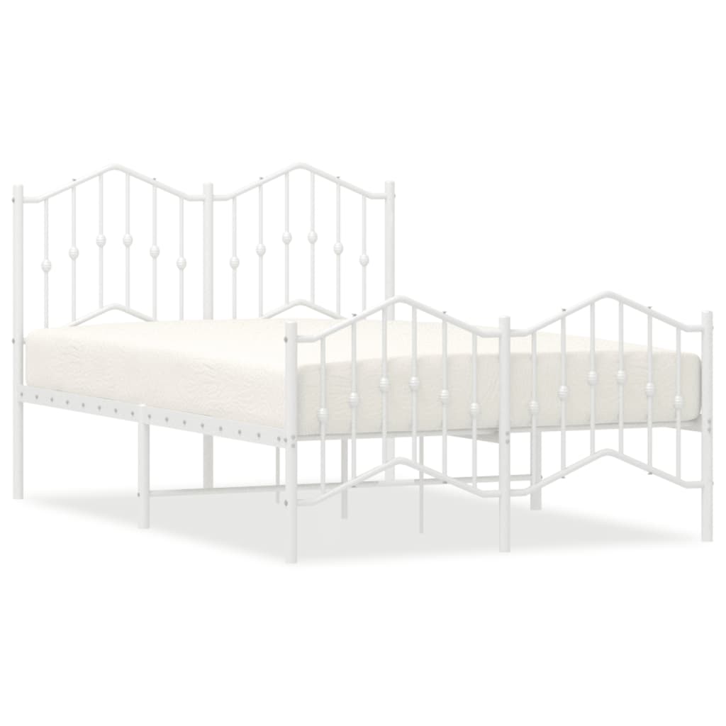Metal Bed Frame without Mattress with Footboard White 120x200cm