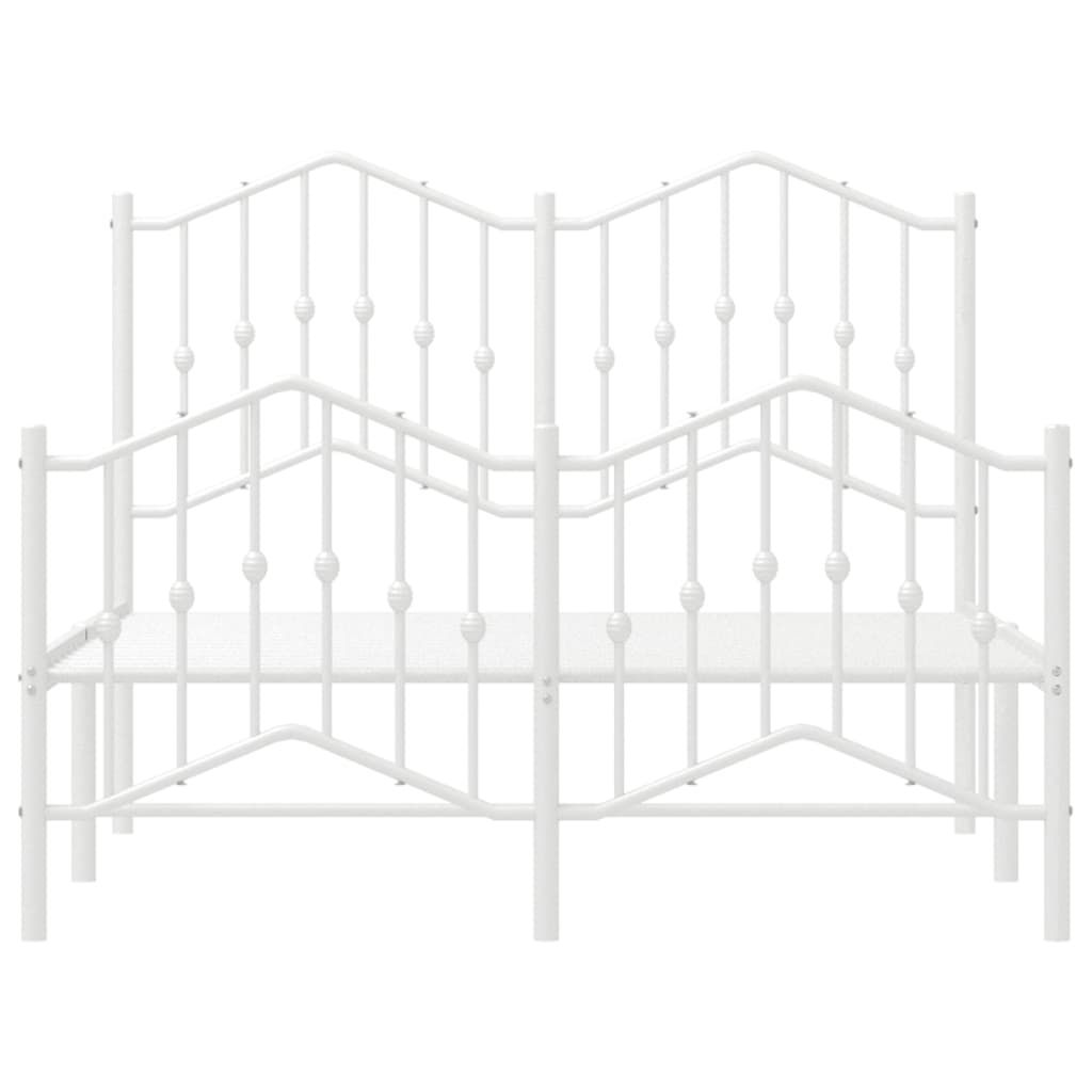 Metal Bed Frame without Mattress with Footboard White 120x200cm