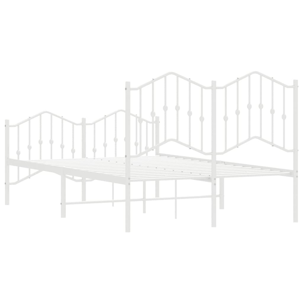 Metal Bed Frame without Mattress with Footboard White 120x200cm