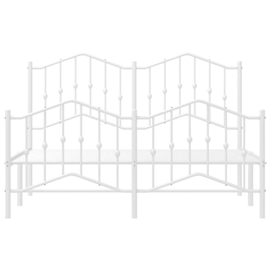 Metal Bed Frame without Mattress with Footboard White 135x190cm