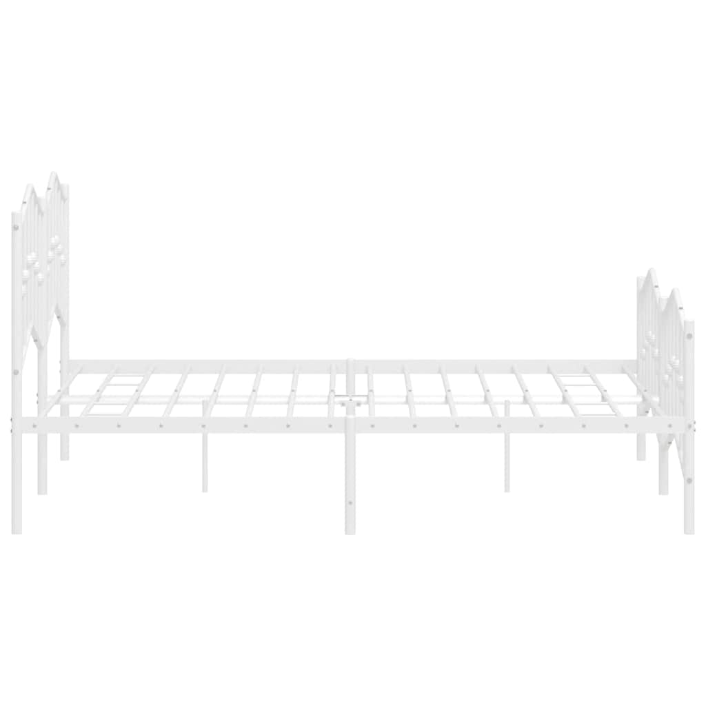 Metal Bed Frame without Mattress with Footboard White 135x190cm