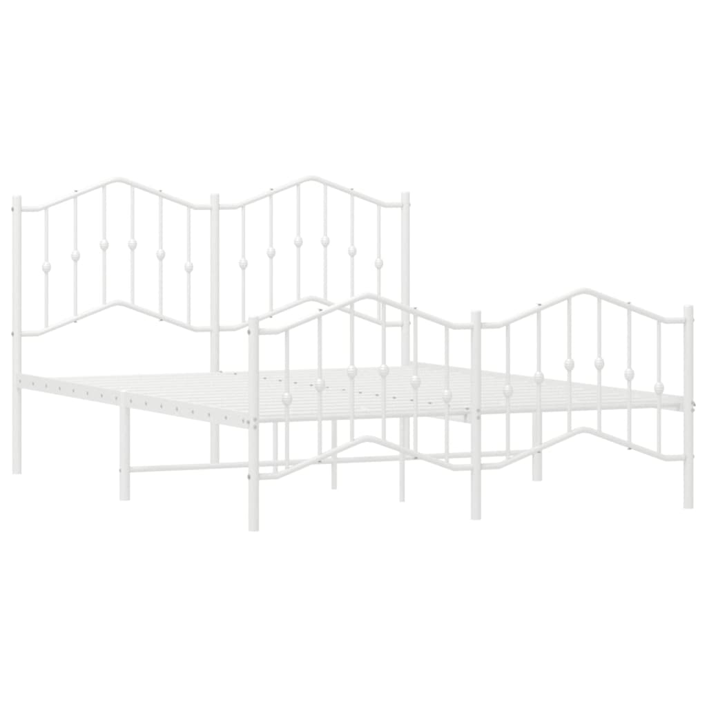 Metal Bed Frame without Mattress with Footboard White 140x190cm
