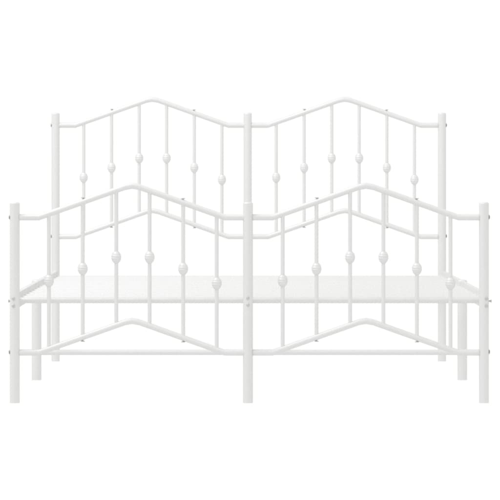 Metal Bed Frame without Mattress with Footboard White 140x190cm