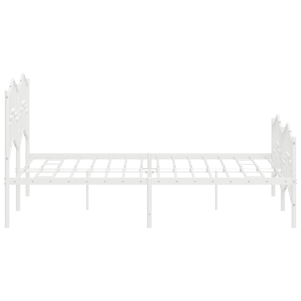 Metal Bed Frame without Mattress with Footboard White 140x190cm