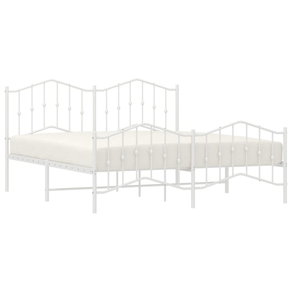 Metal Bed Frame without Mattress with Footboard White 160x200cm