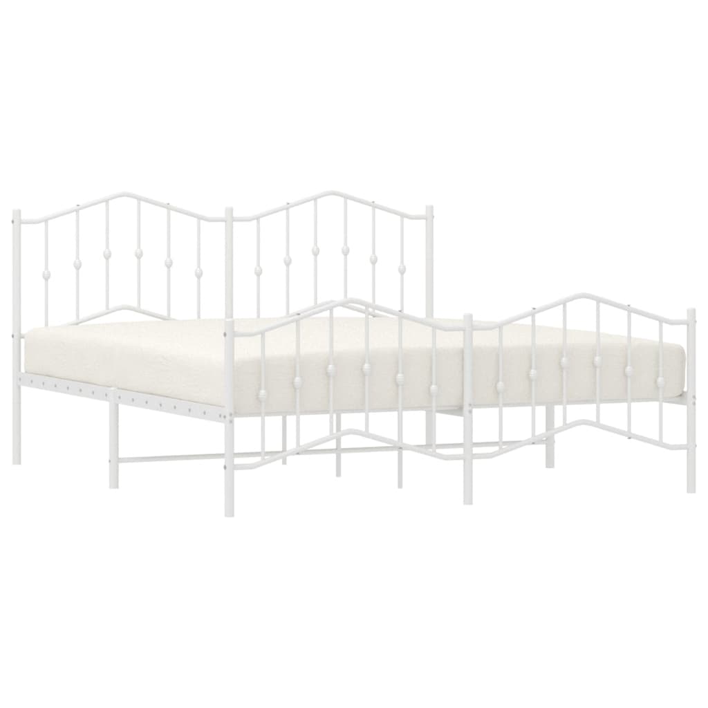 Metal Bed Frame without Mattress with Footboard White 183x213cm