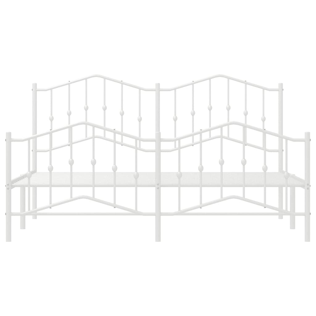 Metal Bed Frame without Mattress with Footboard White 183x213cm