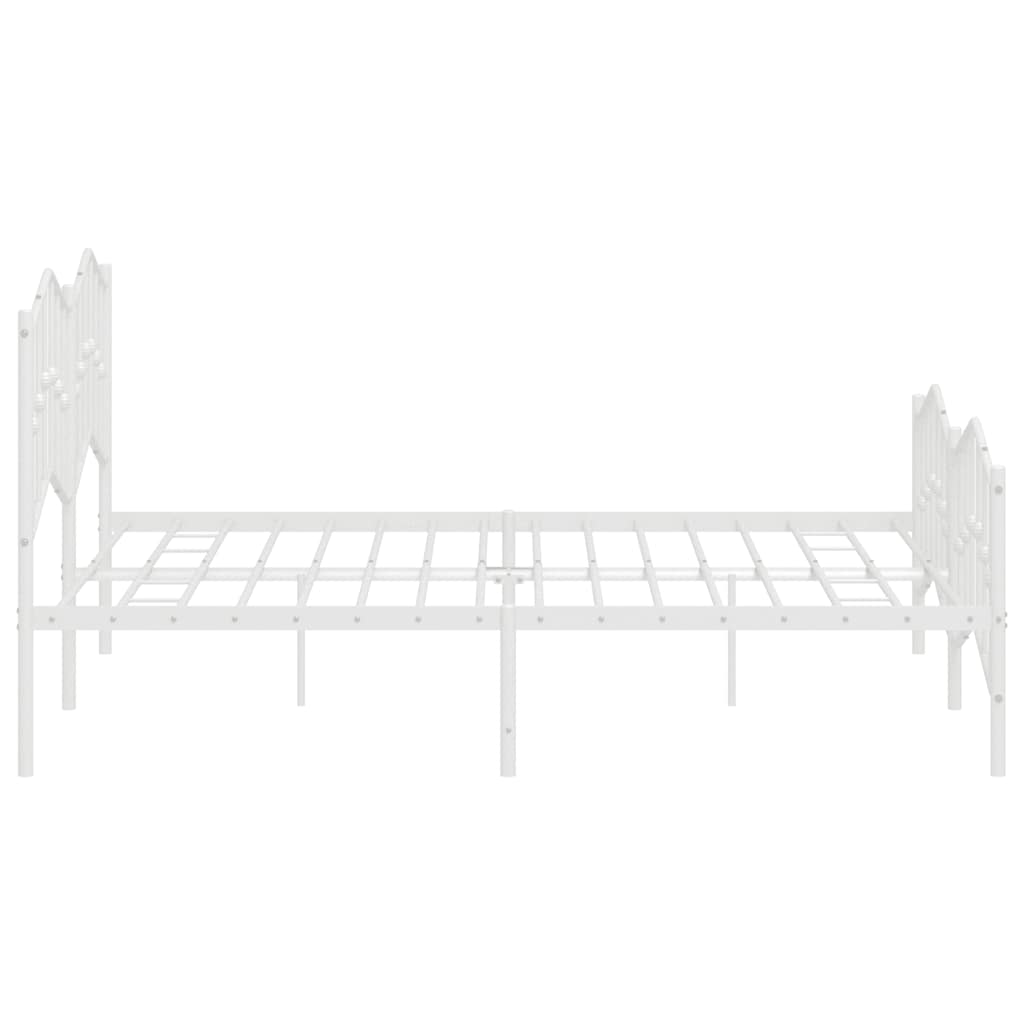 Metal Bed Frame without Mattress with Footboard White 183x213cm