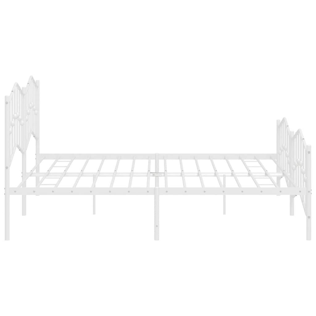 Metal Bed Frame without Mattress with Footboard White 193x203cm