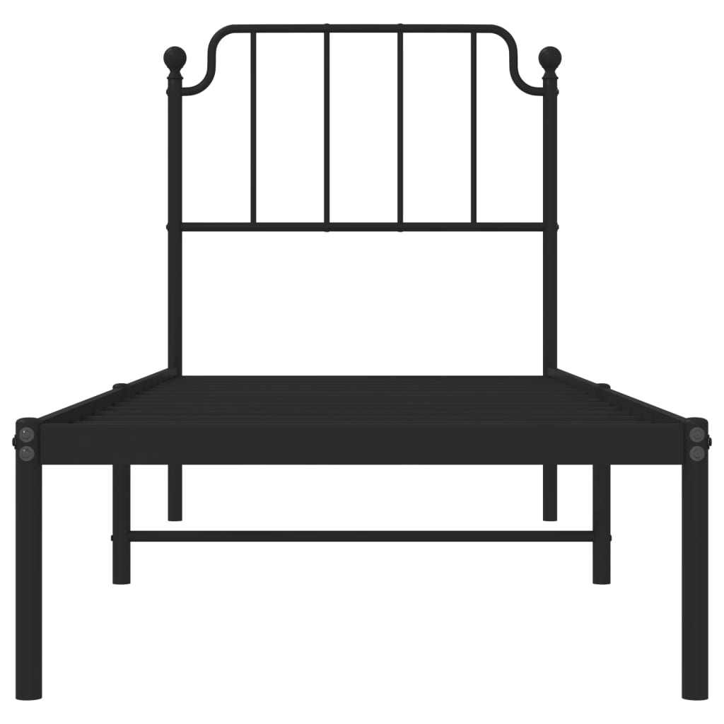 Metal Bed Frame without Mattress with Headboard Black 80x200cm