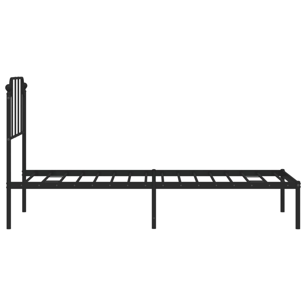 Metal Bed Frame without Mattress with Headboard Black 80x200cm