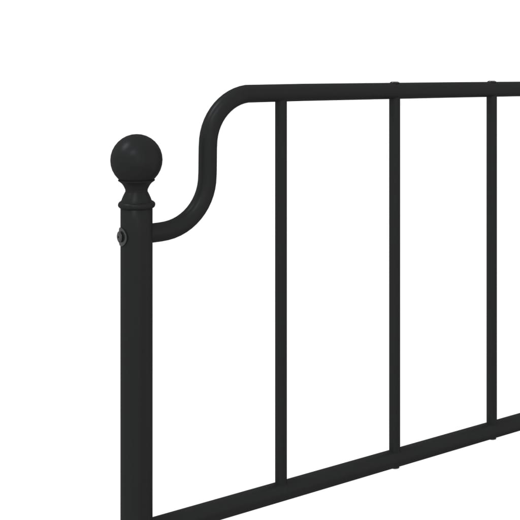 Metal Bed Frame without Mattress with Headboard Black 80x200cm