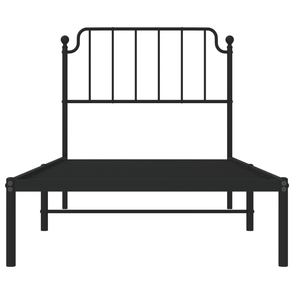 Metal Bed Frame without Mattress with Headboard Black 90x190cm