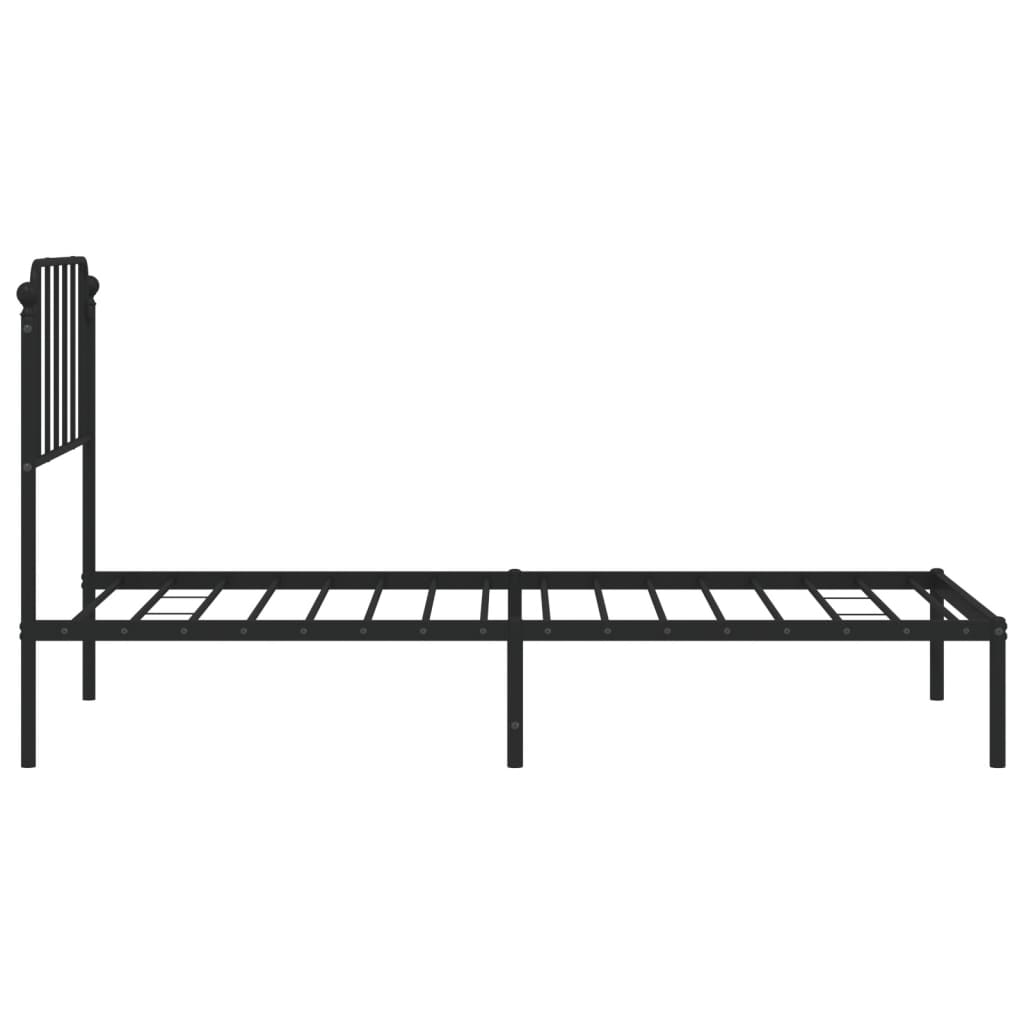 Metal Bed Frame without Mattress with Headboard Black 90x190cm
