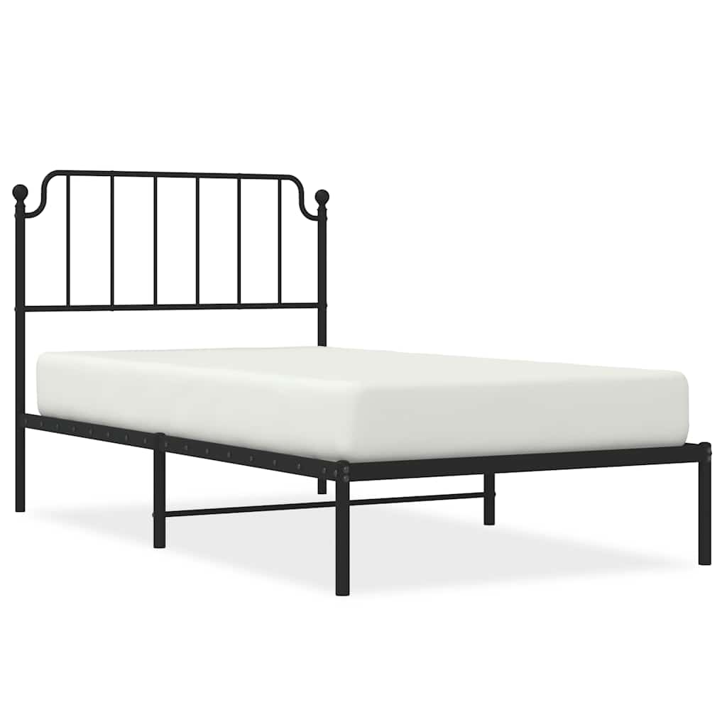 Metal Bed Frame without Mattress with Headboard Black 100x200cm