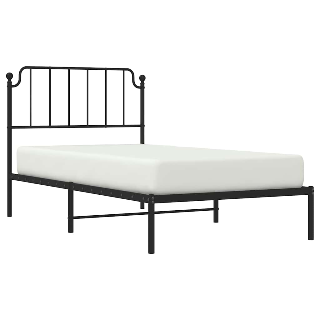 Metal Bed Frame without Mattress with Headboard Black 100x200cm