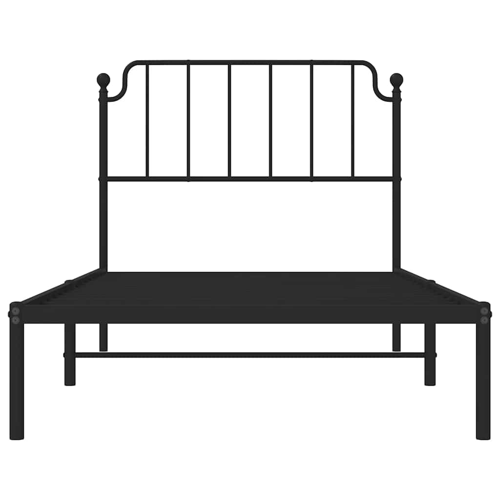 Metal Bed Frame without Mattress with Headboard Black 100x200cm