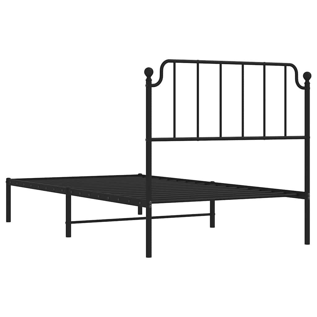 Metal Bed Frame without Mattress with Headboard Black 100x200cm
