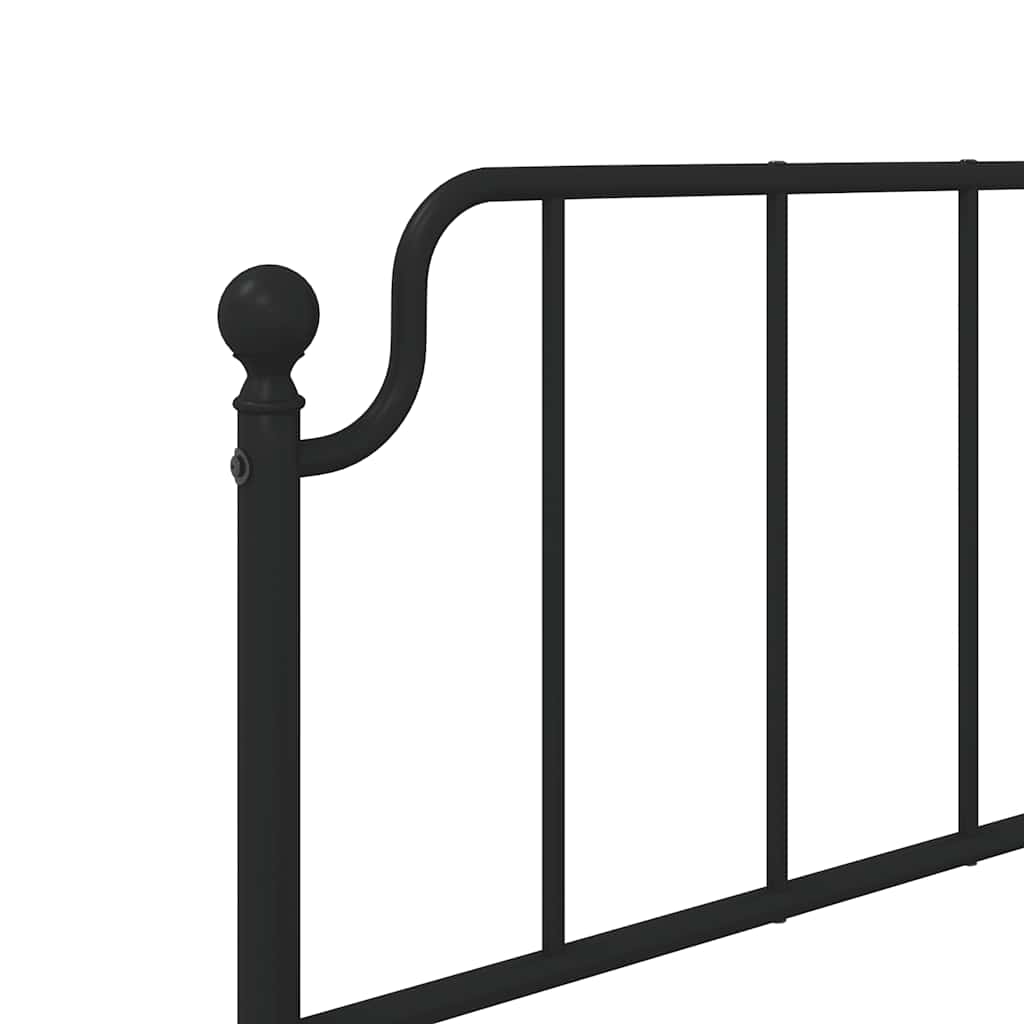 Metal Bed Frame without Mattress with Headboard Black 100x200cm