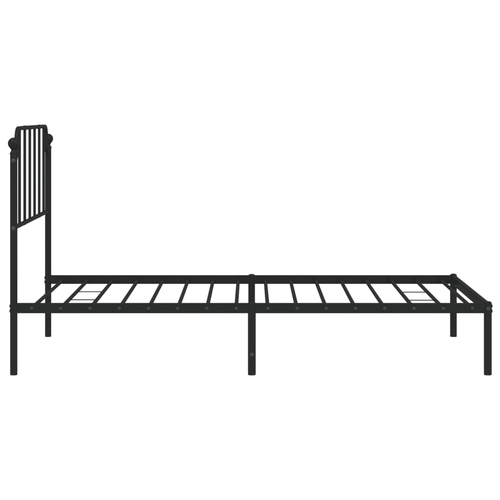 Metal Bed Frame without Mattress with Headboard Black 107x203cm