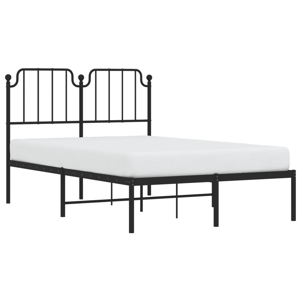 Metal Bed Frame without Mattress with Headboard Black 120x190cm