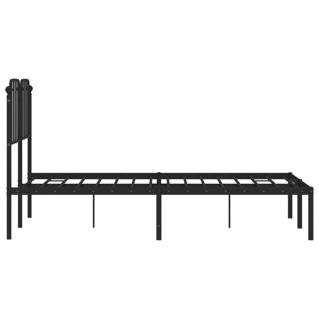 Metal Bed Frame without Mattress with Headboard Black 120x190cm