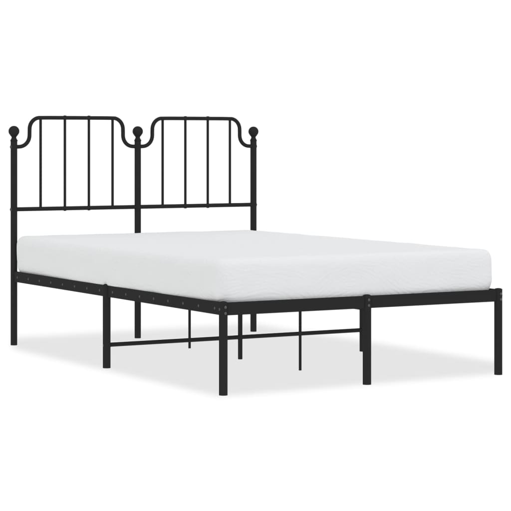 Metal Bed Frame without Mattress with Headboard Black 120x200cm