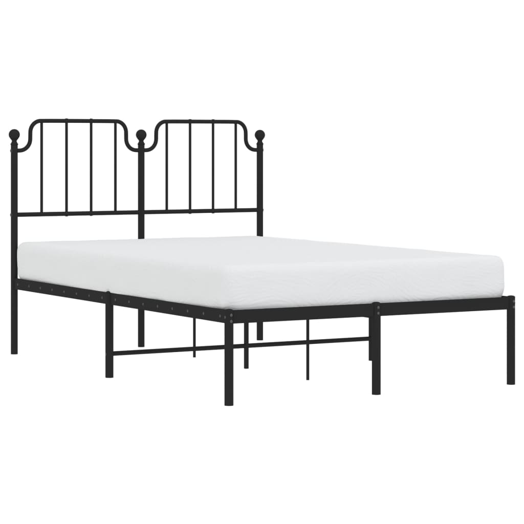 Metal Bed Frame without Mattress with Headboard Black 120x200cm