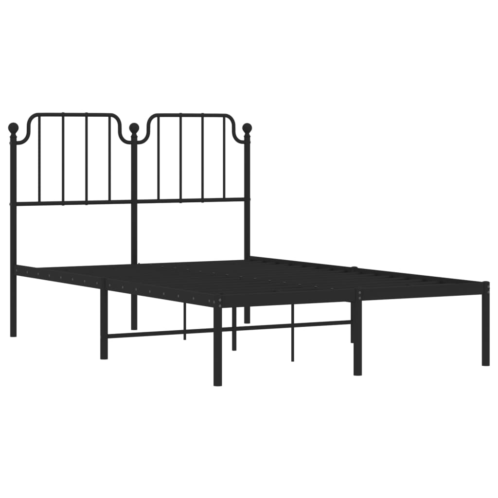 Metal Bed Frame without Mattress with Headboard Black 120x200cm