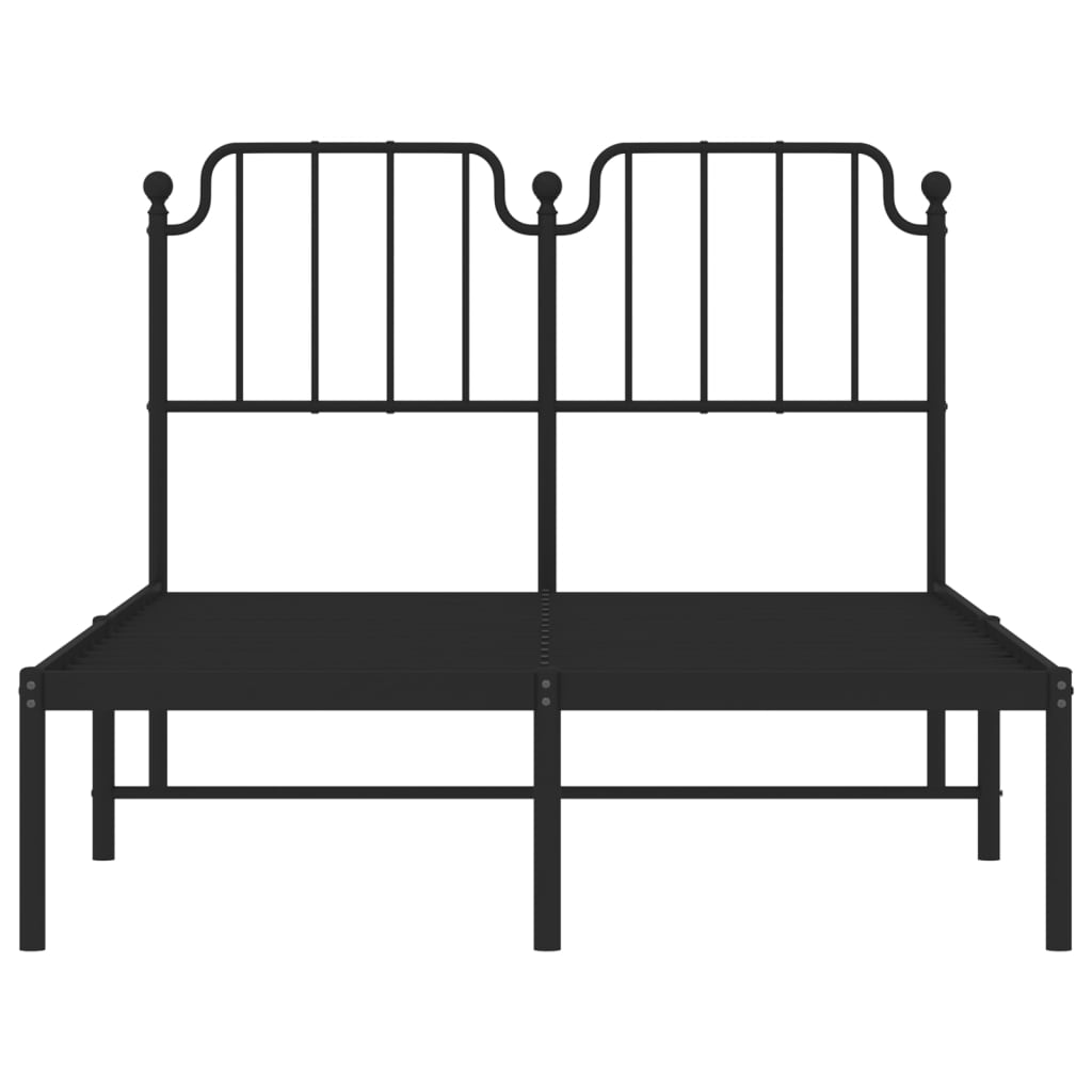 Metal Bed Frame without Mattress with Headboard Black 120x200cm