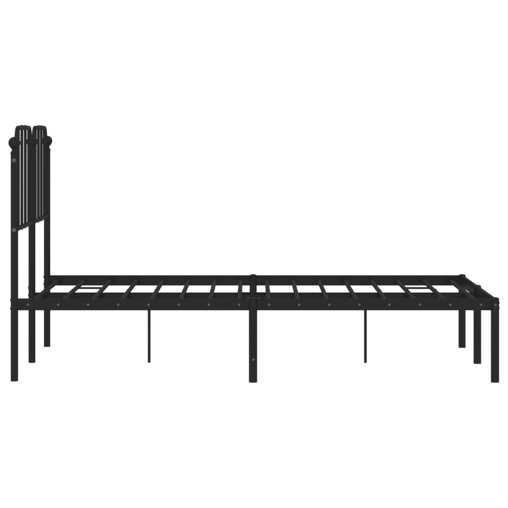 Metal Bed Frame without Mattress with Headboard Black 120x200cm