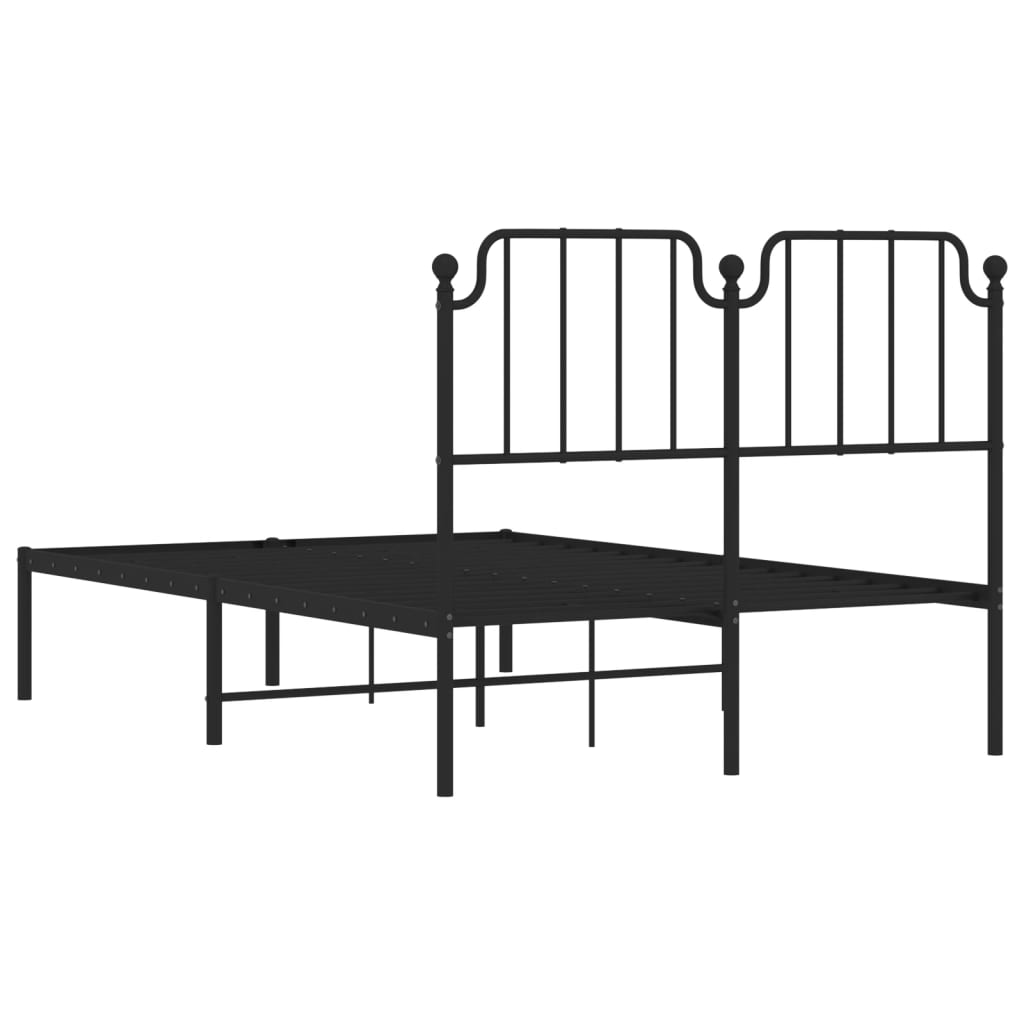 Metal Bed Frame without Mattress with Headboard Black 120x200cm