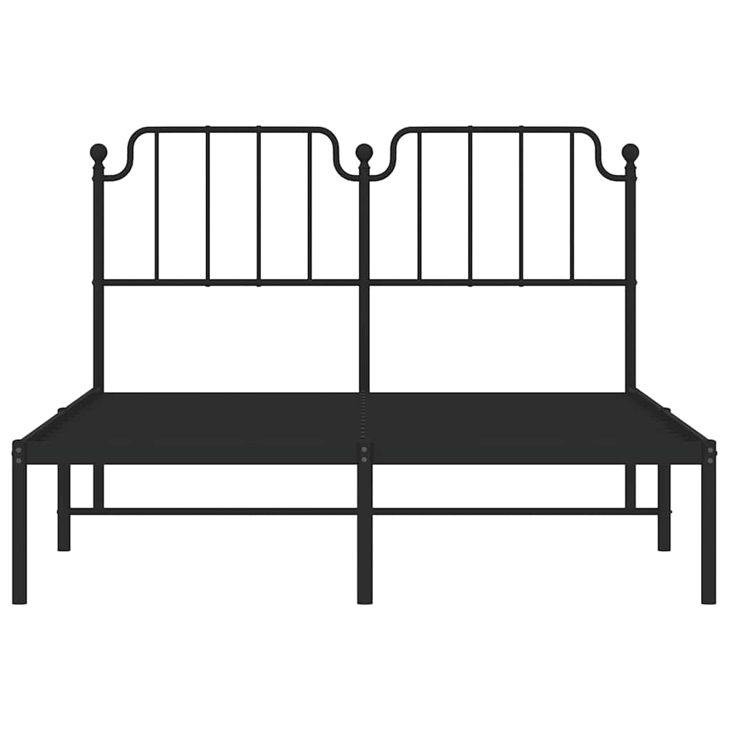 Metal Bed Frame without Mattress with Headboard Black 135x190cm
